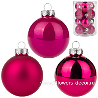 Елочная игрушка "Шар" (стекло), D6 см, набор (12 шт) - фото 1