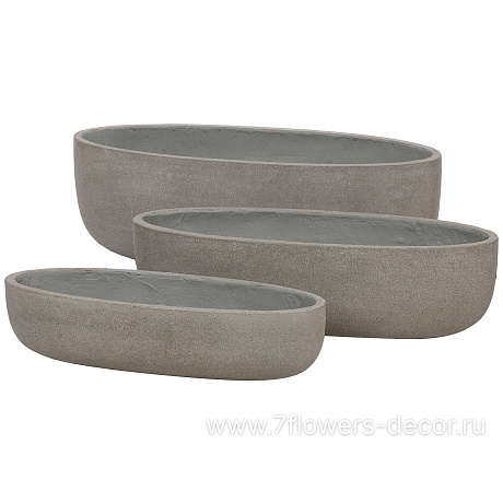 Кашпо Nobilis Marco Plain Rough-cement Oval (файкостоун), 64x19xH15,5 см - фото 3