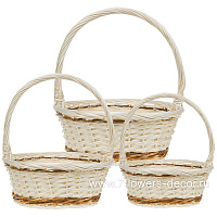 Корзина плетеная (ива), D43xH19/44 см - D29xH13/34 см, набор (3 шт) - фото 1