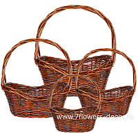 Корзина плетеная (ива), 59x42xH25/56 см - 36x24xH17/40 смм, набор (4 шт) - фото 1