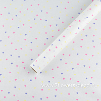 Бумага крафт белый "Сердечки конфетти Счастье", 70 смx10 м, 50 г/м2 - фото 1