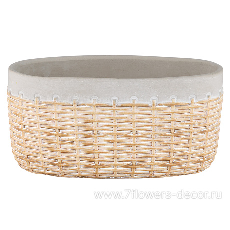 Кашпо "Basket" (керамика), 20x10,5xH10 см (20см x 10,5см, H-10см, Натуральный)