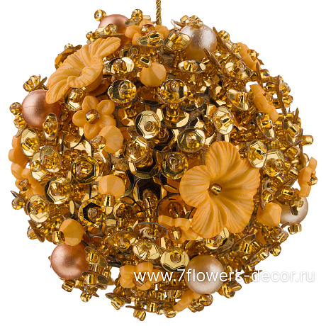 Елочная игрушка Шар (бисер), D8 см - фото 1