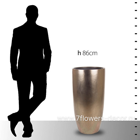 Кашпо Nobilis Marco Pa-silverbrown Vase (полистоун), D41хH86 см, с тех.горшком - фото 5