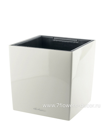 Кашпо Lechuza "Cube Premium Complete white high gloss" (пластик), 30х30хH30 см