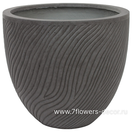 Кашпо Nobilis Marco Sand Waves dark grey Round (файкостоун), D50хH44,5 см - фото 1