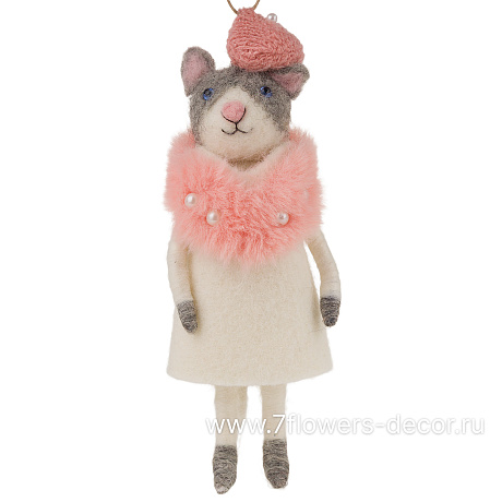 Елочная игрушка Кошка (войлок), 6,5x6xH16 см - фото 1