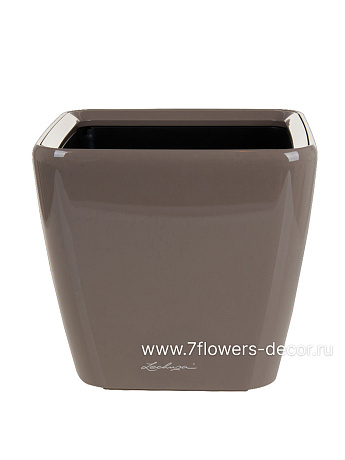 Кашпо Lechuza Quadro LS Complete taupe high gloss (пластик), 28x28xH26 см - фото 1