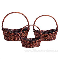 Корзина плетеная (ива), 55x42xH15 см - 40x30xH12 см, набор (3 шт)