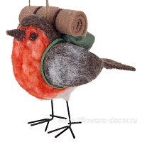 Елочная игрушка "Снегирь" (войлок), 12,5x7xH11 см - фото 1