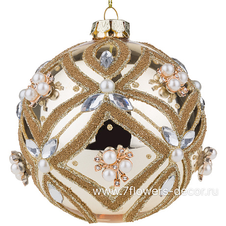 Елочная игрушка Шар (стекло), D10 см - фото 1