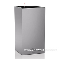 Кашпо Lechuza "Canto Premium Complete silver metallic" (пластик), 40x40xH76 см - фото 1