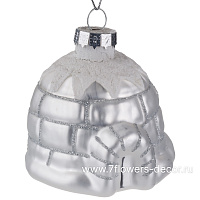 Елочная игрушка "Иглу" (стекло), D7xH7 см - фото 1