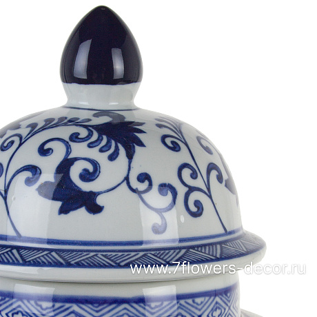 Ваза Шинуазри Blue с крышкой (керамика), D20xH38 см - фото 2