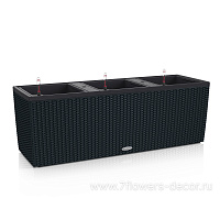 Кашпо Lechuza "Trio Cottage Complete graphite black" (пластик), 130x42xH44 см - фото 1