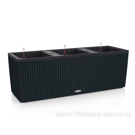 Кашпо Lechuza Trio Cottage Complete graphite black (пластик), 130x42xH44 см - фото 1