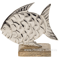 Фигура "Рыба" (металл), 15x5xH14 см, на деревянной подставке - фото 1