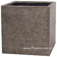 Кашпо Nobilis Marco "Scratch fossil wood Cube" (файкостоун), 50x50xH50 см - фото 1