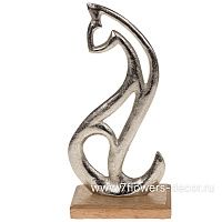 Фигура "Cat" (металл), 13x8xH29 см, на деревянной подставке - фото 1