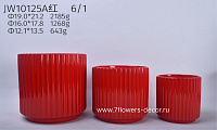 Кашпо (керамика), D19xH21 см - D12xH13,5 см, набор (3 шт) - фото 1