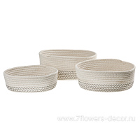 Кашпо плетеное (ткань), 24x18xH8 см - 29x22xH12 см, набор (3 шт) - фото 1