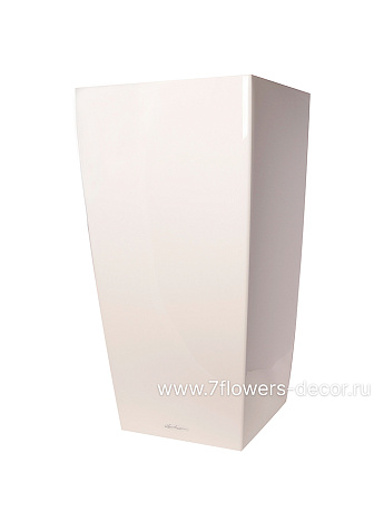 Кашпо Lechuza Cubico Complete white high gloss (пластик), 50x50xH95 см - фото 1