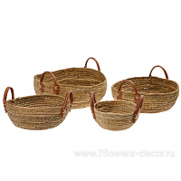 Корзина плетеная (трава), D30xH11/16 см - D15xH7/12 см, набор (4 шт) - фото 1