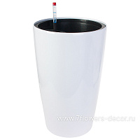 Кашпо PLANTA VITA "Vase Silk white" с автополивом (пластик), D34xH56 см - фото 1