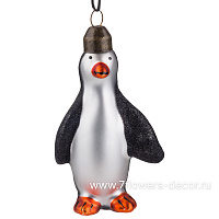 Елочная игрушка "Пингвин" (стекло), H10 см - фото 1
