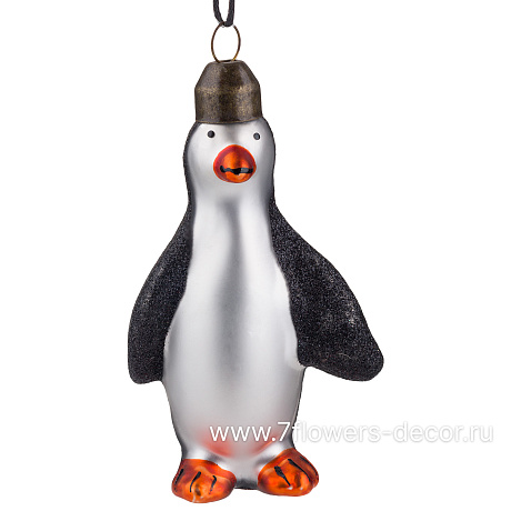 Елочная игрушка Пингвин (стекло), H10 см - фото 1