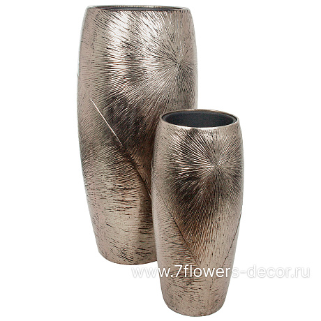 Кашпо полистоун Nobilis Marco Pa-silverbrown Sunrays Vase, D50хH107 см с тех.горшком - фото 3