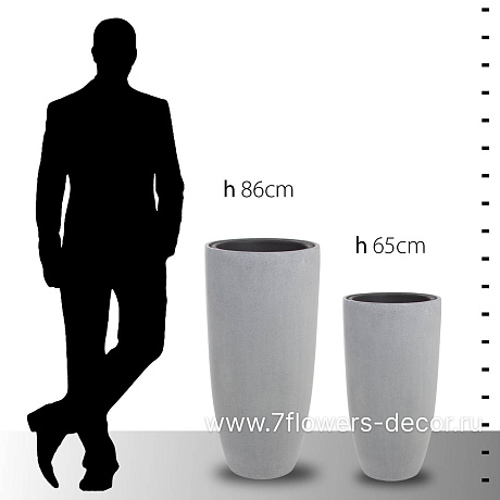 Кашпо Nobilis Marco Pm-grey3 Vase (полистоун), D30хH65 см, с тех.горшком - фото 6