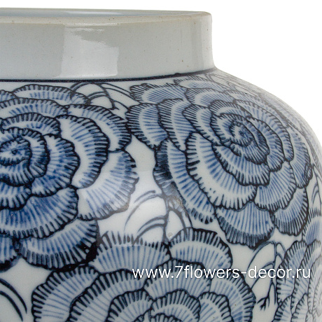 Ваза Шинуазри Blue с крышкой (керамика), D23xH41 см - фото 2