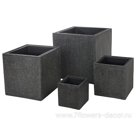 Кашпо Nobilis Marco Rock2-grey Cube (полистоун), 20х20хH20 см, с тех.горшком - фото 3