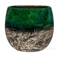Кашпо Indoor Pottery Pot Lindy Green Black (per 6 pcs.), D16хH13см - фото 1