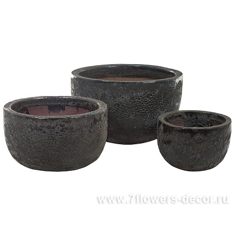 Кашпо керамика Nobilis Marco S-black Round, D43хH27 см - фото 4
