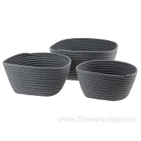 Кашпо плетеное (ткань), 17x17xH9,5 см - 24x24xH12 см, набор (3 шт) - фото 1