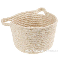 Кашпо плетеное с ручками (ткань), D21хН12 см - фото 1