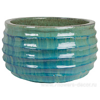 Кашпо керамика Nobilis Marco "Ocean blue Round", D37хH22 см - фото 1