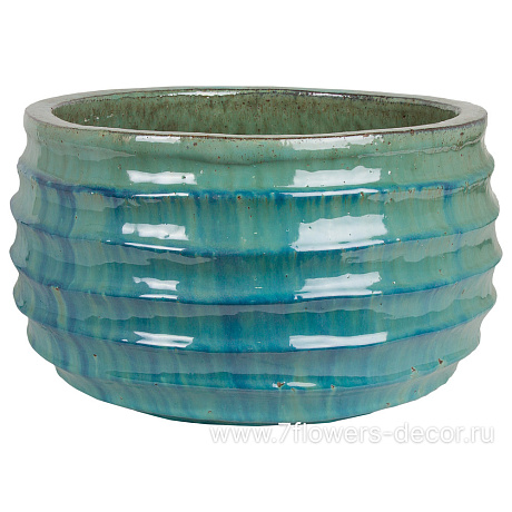 Кашпо керамика Nobilis Marco Ocean blue Round, D37хH22 см - фото 1