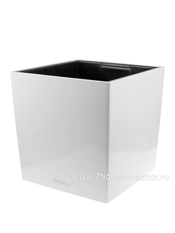 Кашпо Lechuza "Cube Premium Complete white high gloss" (пластик), 40x40xH40 см