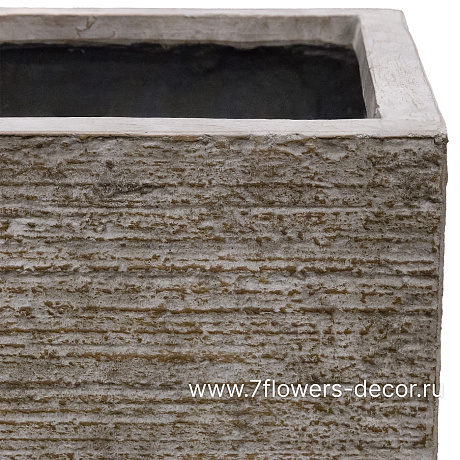 Кашпо Nobilis Marco Scratch fossil wood Cube (файкостоун), 50x50xH50 см - фото 3