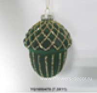 Елочная игрушка "Желудь" (стекло, флок), D7xH11 см - фото 1