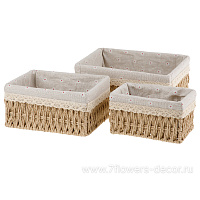 Кашпо плетеное (бумага), 19x13xH10 см - 27x21xH13 см, набор (3 шт) - фото 1
