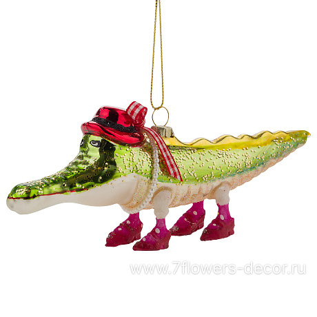 Елочная игрушка Крокодил (стекло), 18,5 см - фото 1