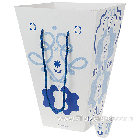 Коробка транспортировочная для цветов Гжель (крафт), 16x30xH43 см, набор (10 шт), без крышки - фото 1