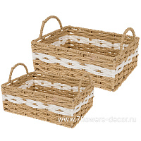 Кашпо плетеное (бумага), 19,5x19,5xH9 см, 25,5x25,5xH10 см, набор (2 шт) - фото 1