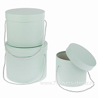 Коробка шляпная, D20xH17 см - D14xH13 см, набор (3 шт), с ручкой - фото 1