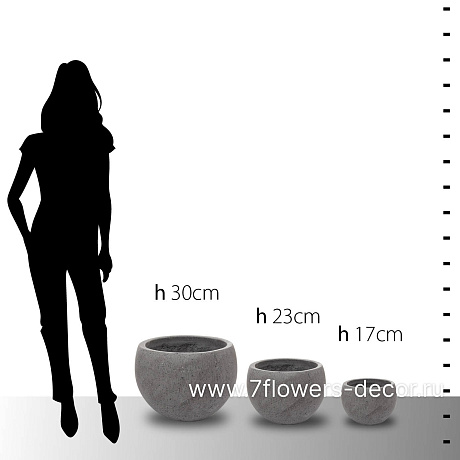 Кашпо Nobilis Marco Grey Round (полистоун), D42хH30 см - фото 5