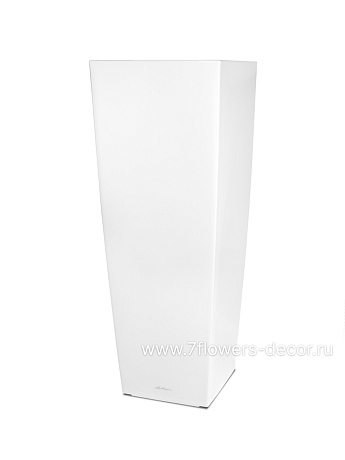 Кашпо Lechuza "Cubico Alto Complete white high gloss" (пластик), 40x40x105 см